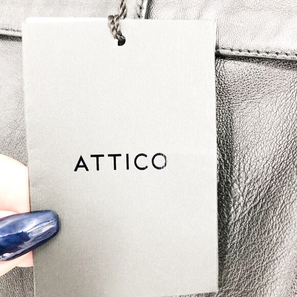 ATTICO Women's Leather Paper Bag Pants IT 40 US Small Black Tie Cuff Belted NWT - Picture 13 of 14